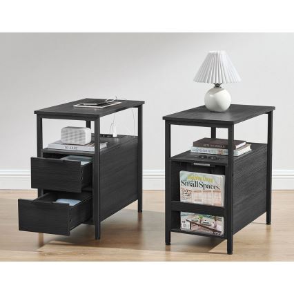 Odkládací stolek s vestavěnými zásuvkami a USB porty ROD 60x35 cm černá