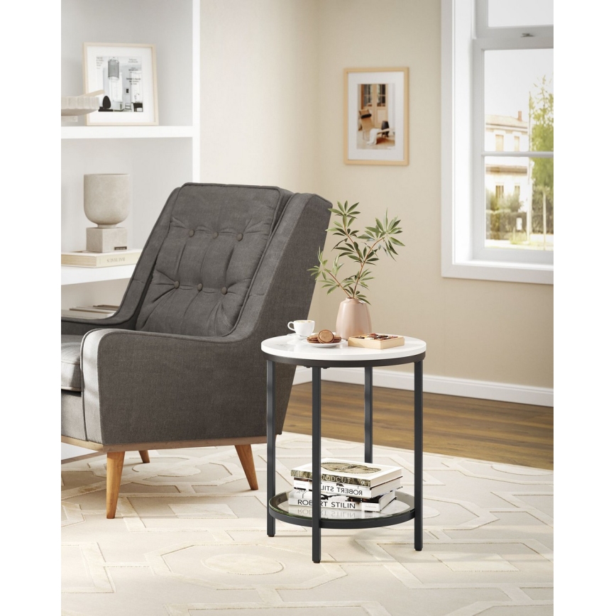 Odkládací stolek SID 45 cm černá/bílá