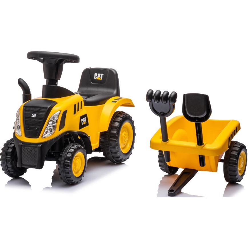 Odrážedlo traktor CAT 2xAA žlutá/černá