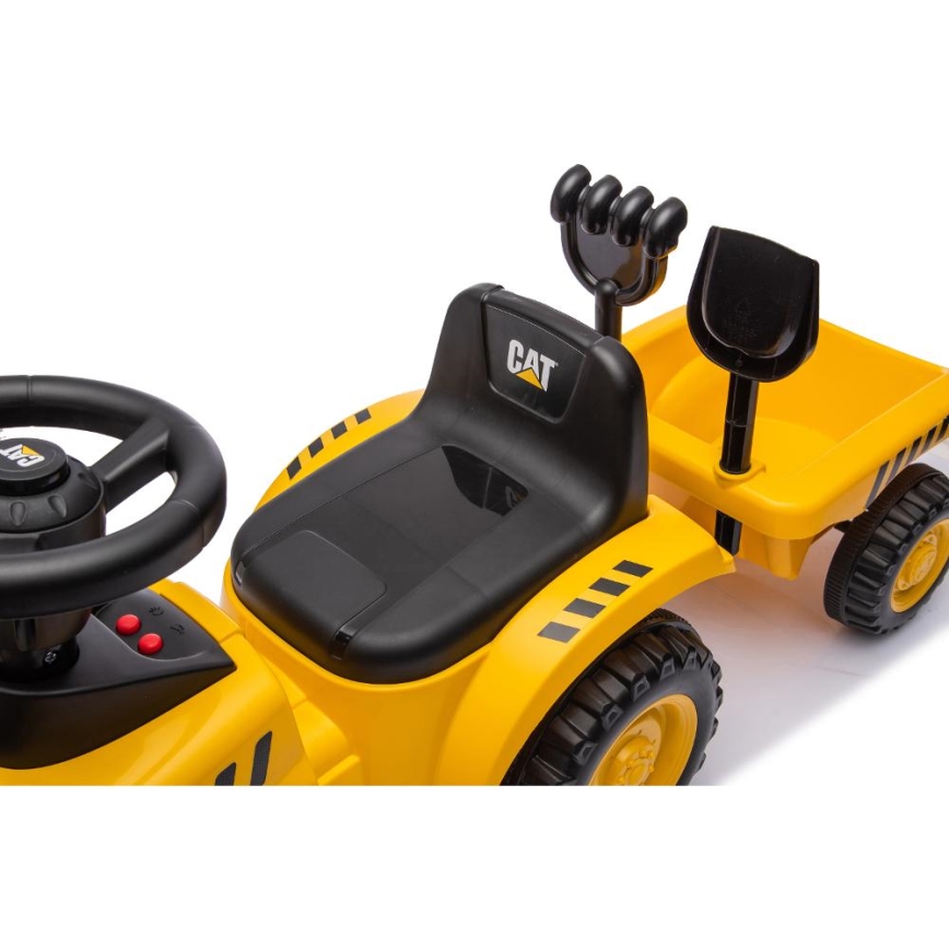 Odrážedlo traktor CAT 2xAA žlutá/černá