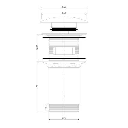 OMNIRES A706CPB - Umyvadlová výpusť CLICK-CLACK pr. 6,6 cm kartáčovaná měď