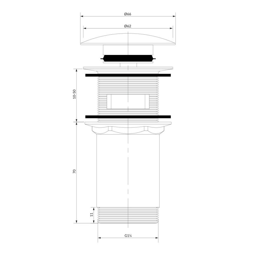 OMNIRES A706CPB - Umyvadlová výpusť CLICK-CLACK pr. 6,6 cm kartáčovaná měď