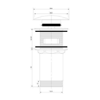 OMNIRES A706GR - Umyvadlová výpusť CLICK-CLACK pr. 6,6 cm kartáčovaný grafit