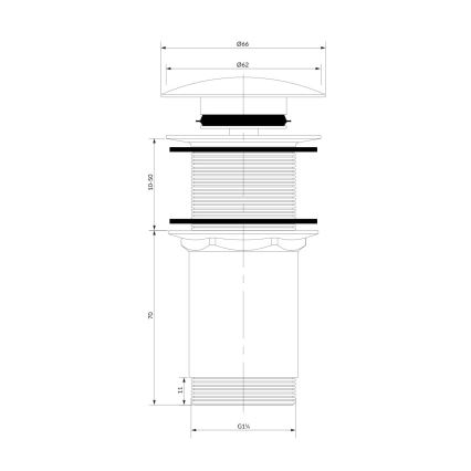 OMNIRES A716BL - Umyvadlová výpusť CLICK-CLACK pr. 6,6 cm polomatná černá