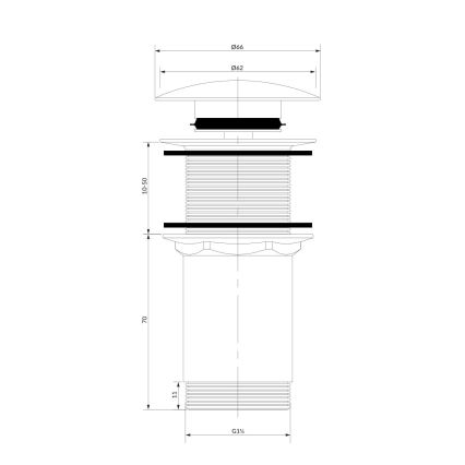 OMNIRES A716GR - Umyvadlová výpusť CLICK-CLACK pr. 6,6 cm kartáčovaný grafit