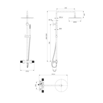 OMNIRES CT8044CR - Sprchová sada s termostatickou baterií CONTOUR lesklý chrom