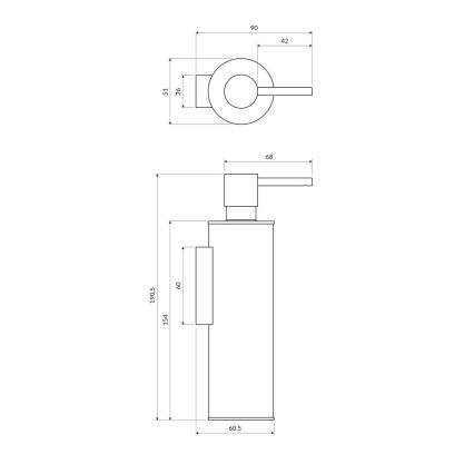 OMNIRES MP60721CR - Nástěnný dávkovač mýdla MODERN PROJECT 150 ml lesklý chrom