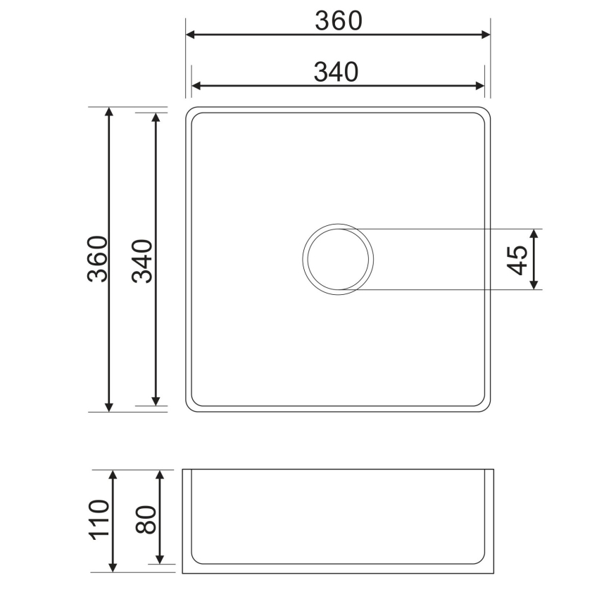 OMNIRES PASADENA360BP - Umyvadlo na desku PASADENA 36x36 cm keramika/lesklá bílá