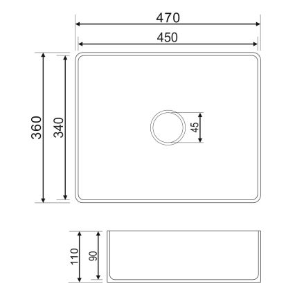 OMNIRES PASADENA470BP - Umyvadlo na desku PASADENA 47x36 cm keramika/lesklá bílá