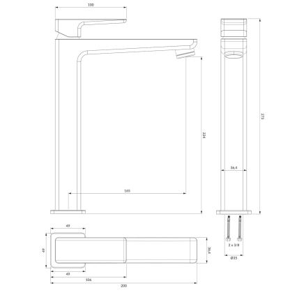 OMNIRES PM7412BL - Umyvadlová baterie PARMA 27,3 cm matná černá
