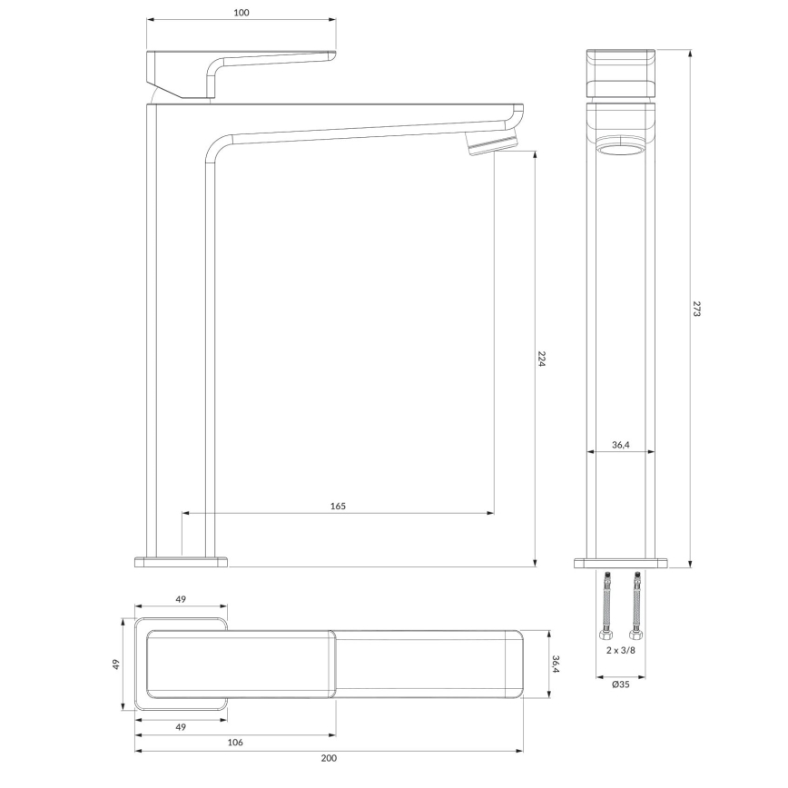 OMNIRES PM7412BL - Umyvadlová baterie PARMA 27,3 cm matná černá