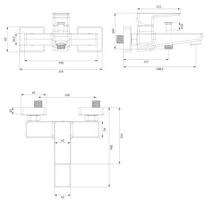 OMNIRES PM7430CR - Vanová baterie PARMA lesklý chrom