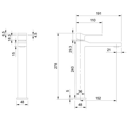OMNIRES SL7712GR - Umyvadlová baterie SLIDE 27,8 cm kartáčovaný grafit