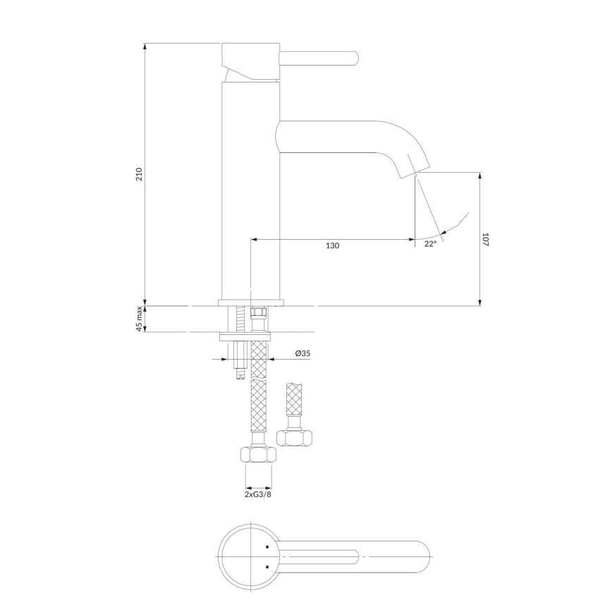 OMNIRES Y1213MAXCR - Umyvadlová baterie Y 21 cm lesklý chrom