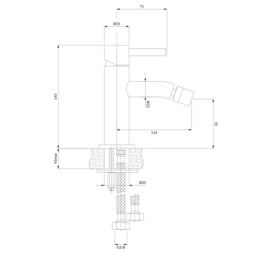 OMNIRES Y1220GLB - Bidetová baterie Y 14,5 cm broušená zlatá