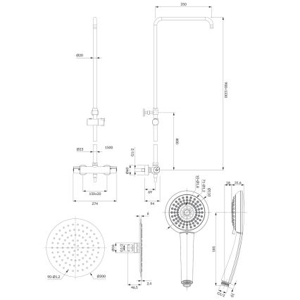 OMNIRES Y1244X/6CR - Sprchová sada s termostatickou baterií Y lesklý chrom