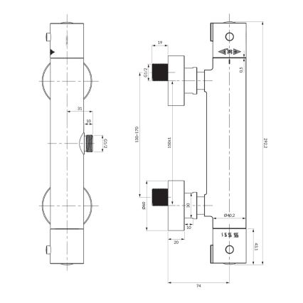 OMNIRES Y1246XCR - Termostatická sprchová baterie Y lesklý chrom