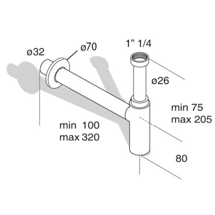 Omp tea - Umyvadlový sifon MINITOTI DN32 matná černá