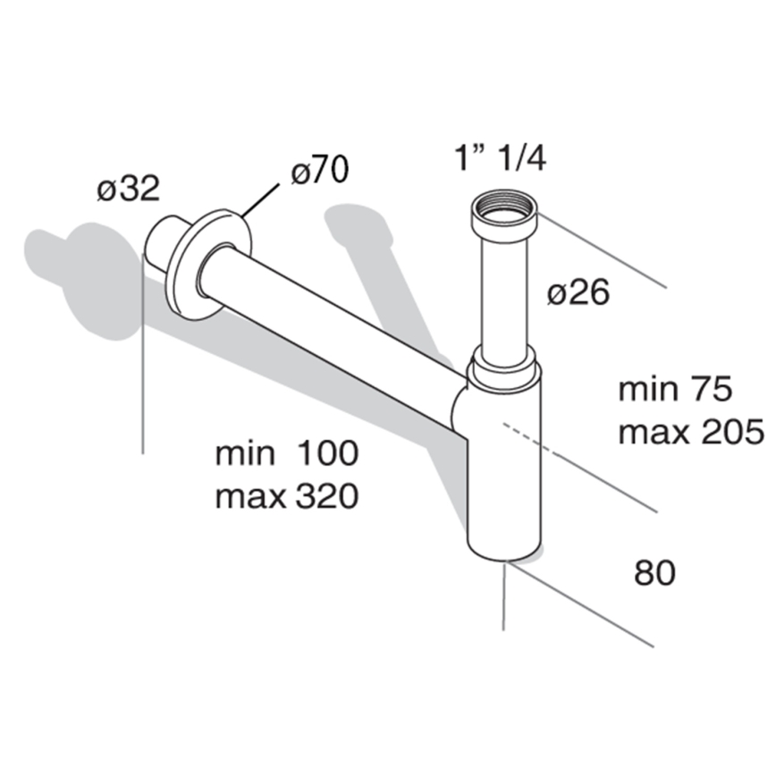 Omp tea - Umyvadlový sifon MINITOTI DN32 matná černá