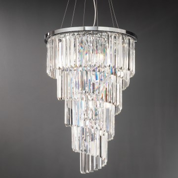 Ondaluce - Křišťálový lustr na lanku ALEXANDER 10xE14/10W/230V pr. 40 cm lesklý chrom