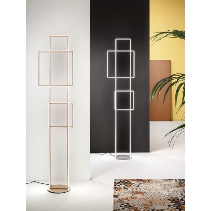 Ondaluce - LED Stmívatelná stojací lampa DOWEL LED/77W/230V 166 cm stříbrná