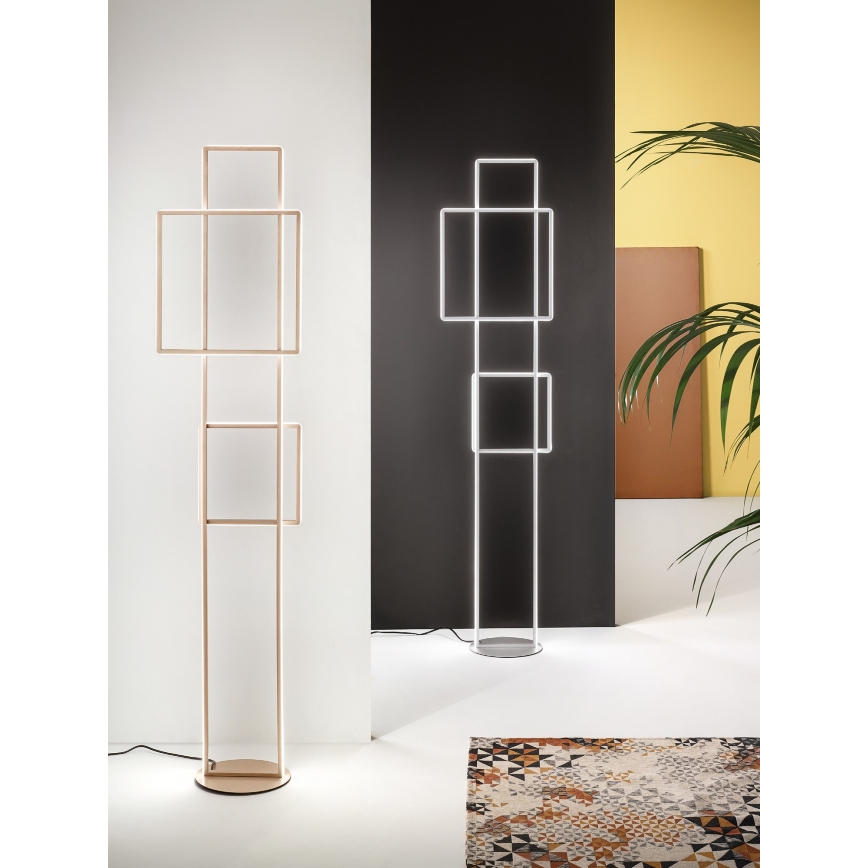Ondaluce - LED Stmívatelná stojací lampa DOWEL LED/77W/230V 166 cm stříbrná