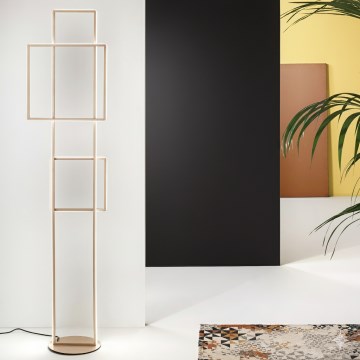 Ondaluce - LED Stmívatelná stojací lampa DOWEL LED/77W/230V 166 cm zlatá