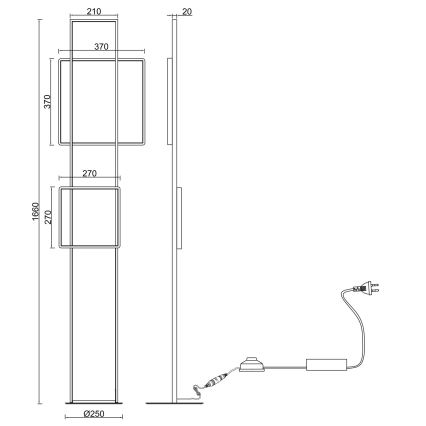 Ondaluce - LED Stmívatelná stojací lampa DOWEL LED/77W/230V 166 cm zlatá