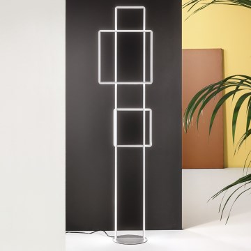 Ondaluce - LED Stmívatelná stojací lampa DOWEL LED/77W/230V stříbrná