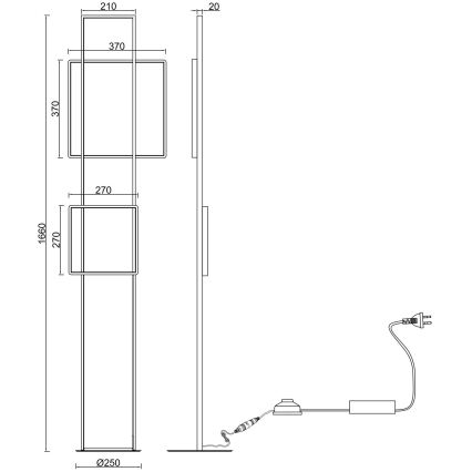 Ondaluce - LED Stmívatelná stojací lampa DOWEL LED/77W/230V stříbrná