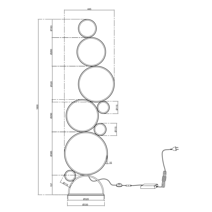 Ondaluce - LED Stmívatelná stojací lampa POIS LED/52W/230V 160 cm stříbrná