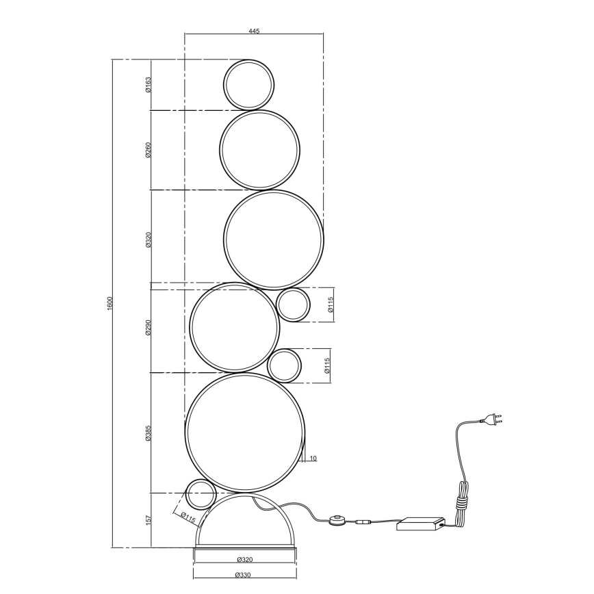Ondaluce - LED Stmívatelná stojací lampa POIS LED/52W/230V 160 cm zlatá