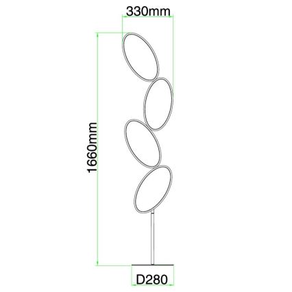 Ondaluce - LED Stmívatelná stojací lampa RICE LED/38W/230V 166 cm zlatá