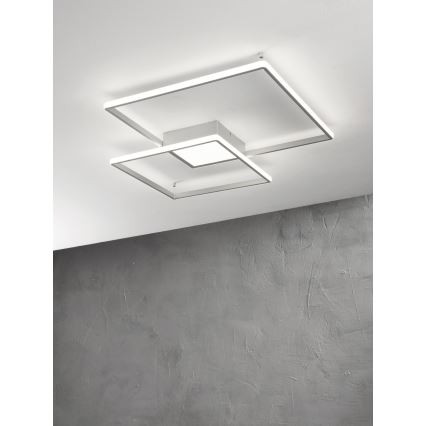 Ondaluce - LED Stmívatelné stropní svítidlo DOWEL LED/46W/230V 55x55 cm stříbrná