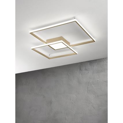 Ondaluce - LED Stmívatelné stropní svítidlo DOWEL LED/46W/230V 55x55 cm zlatá