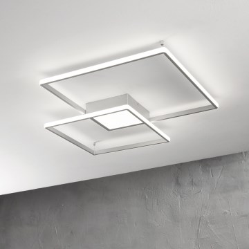 Ondaluce - LED Stmívatelné stropní svítidlo DOWEL LED/46W/230V stříbrná