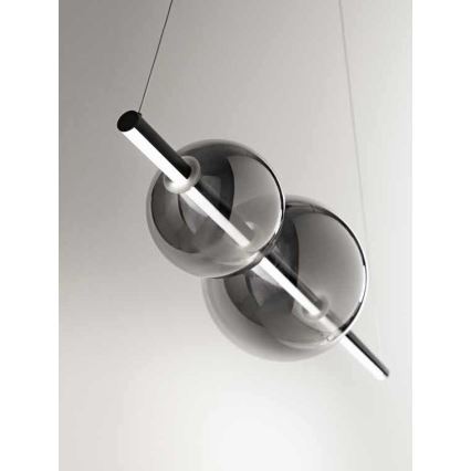 Ondaluce - LED Stmívatelný lustr na lanku FUFI LED/40W/230V černá/kouřová černá