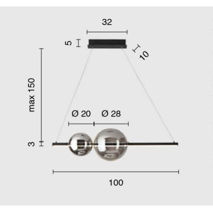 Ondaluce - LED Stmívatelný lustr na lanku FUFI LED/40W/230V černá/kouřová černá
