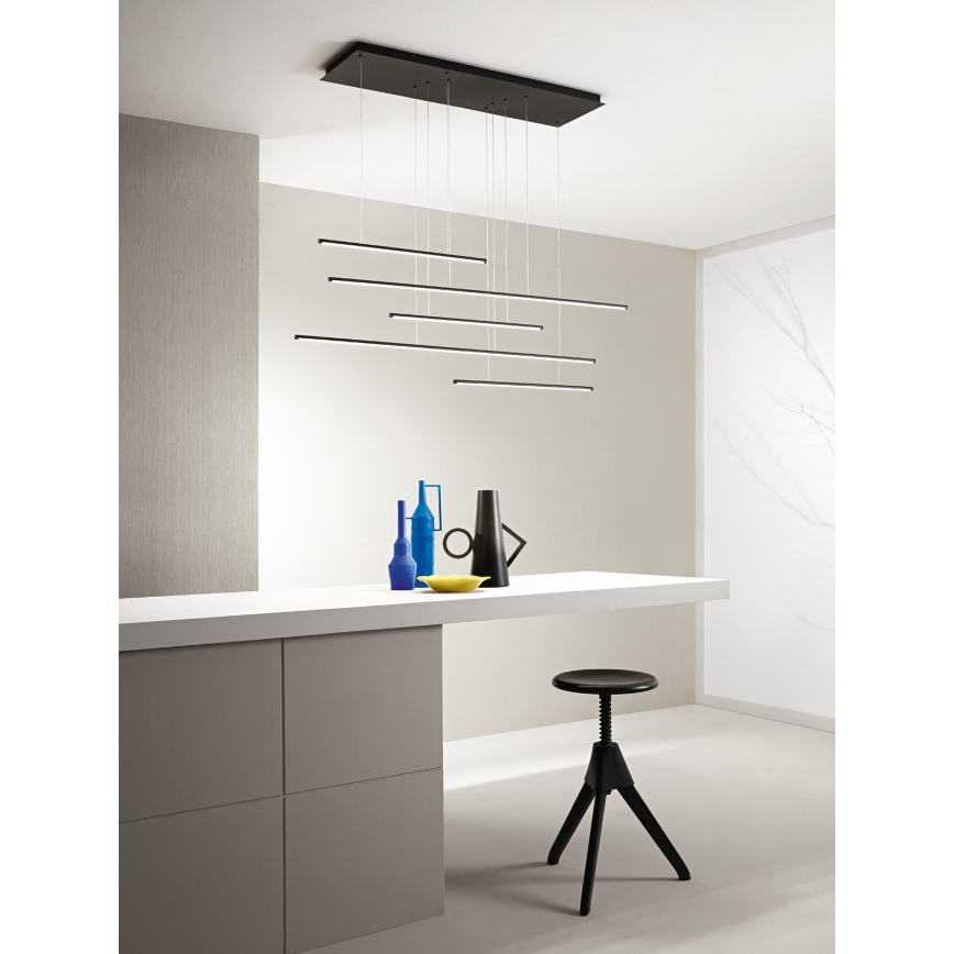 Ondaluce - LED Stmívatelný lustr na lanku GENIUS LED/72W/230V černá