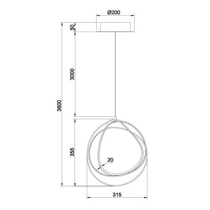 Ondaluce - LED Stmívatelný lustr na lanku GOLDEN LED/28W/230V zlatá