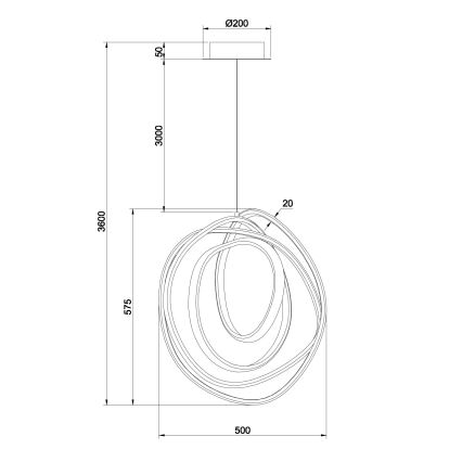 Ondaluce - LED Stmívatelný lustr na lanku GOLDEN LED/50W/230V pr. 50 cm zlatá