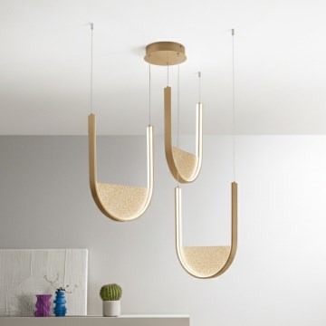 Ondaluce - LED Stmívatelný lustr na lanku LOTUS LED/70W/230V zlatá