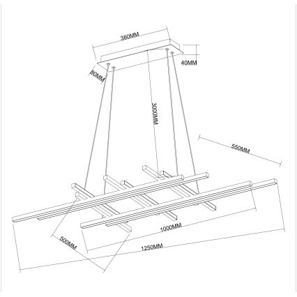 Ondaluce - LED Stmívatelný lustr na lanku MOVIDA LED/114W/230V černá