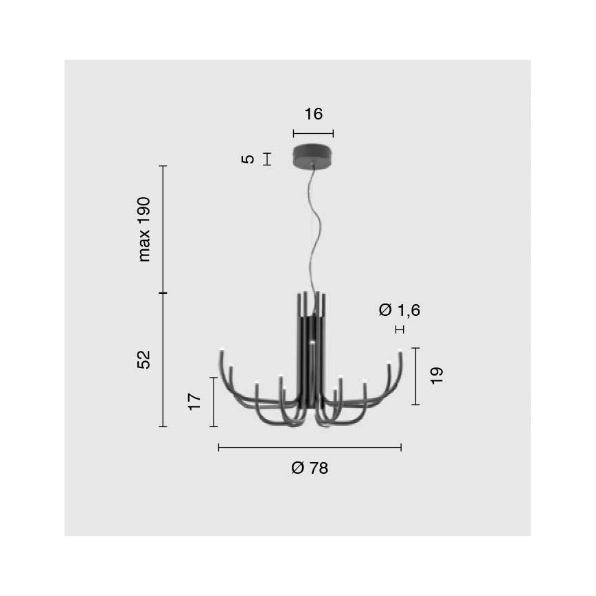 Ondaluce - LED Stmívatelný lustr na lanku NOUVEAU LED/35W/230V pr. 78 cm černá