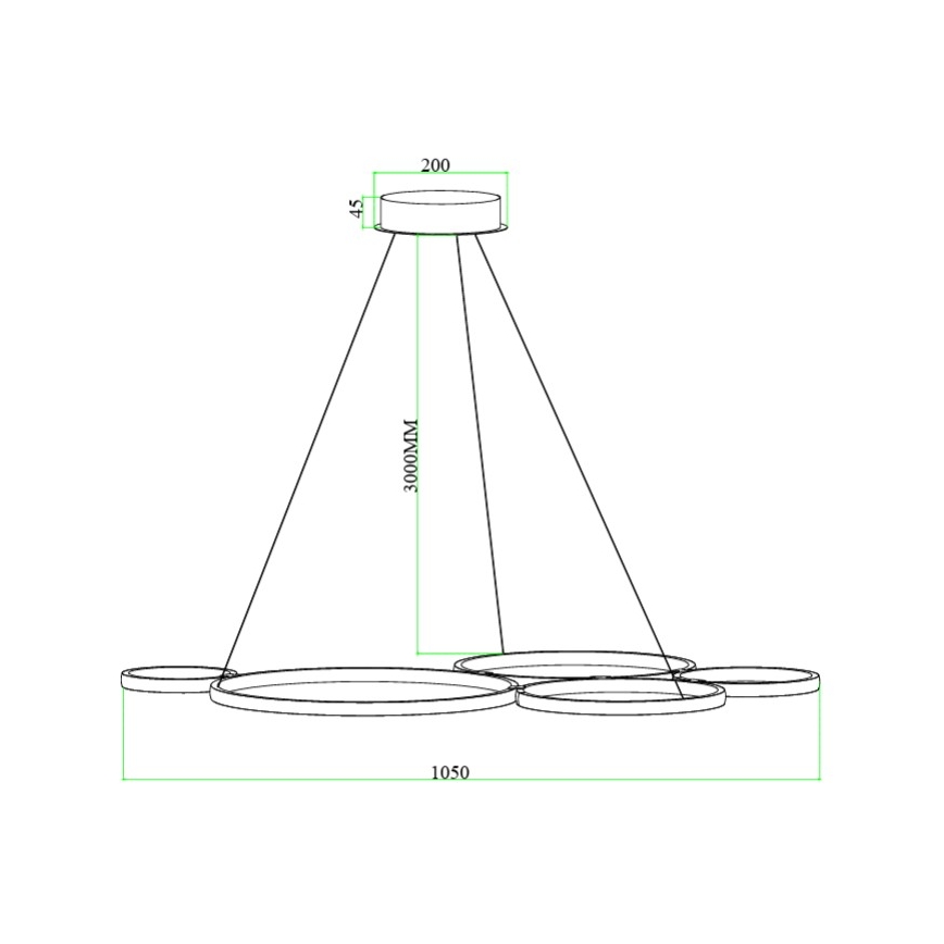 Ondaluce - LED Stmívatelný lustr na lanku POIS LED/60W/230V zlatá