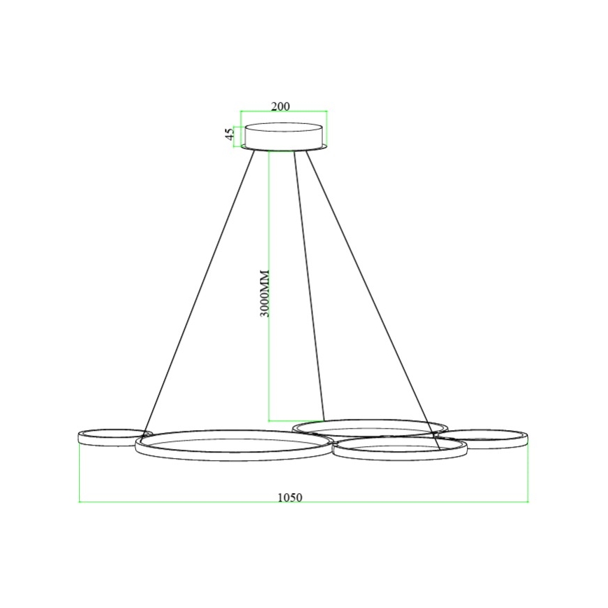 Ondaluce - LED Stmívatelný lustr na lanku POIS LED/60W/230V zlatá