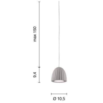 Ondaluce - Lustr na lanku CONCRETE 1xGU10/7,5W/230V pr. 10,5 cm beton šedá