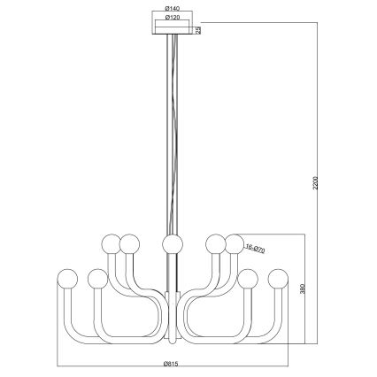 Ondaluce - Lustr na lanku DERBY 16xG9/7W/230V pr. 81,5 cm černá