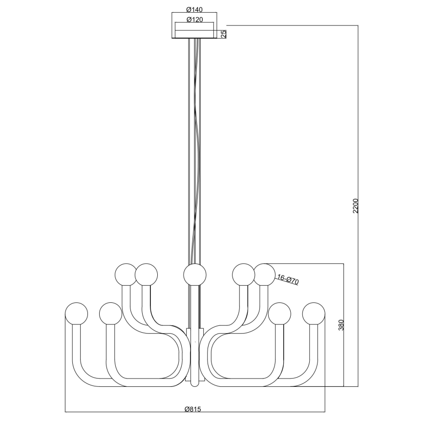 Ondaluce - Lustr na lanku DERBY 16xG9/7W/230V pr. 81,5 cm černá