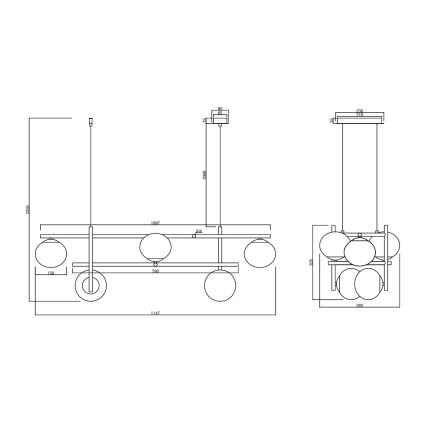 Ondaluce - Lustr na lanku JEWEL 6xE14/10W/230V černá/kouřová černá